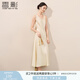 香影新中式白色背心連衣裙女2025秋季新款u領(lǐng)緞感暗花國風(fēng)無袖裙 鷺白 S