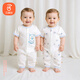 貝瑞加（Babyprints）嬰兒連體衣2件裝新生兒夏季純棉衣服短袖哈衣寶寶家居爬服 藍80