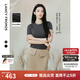 朗姿【王楚然同款】2025年夏新款涼感黑色T恤上衣短袖打底衫/半裙 深灰色短袖 M