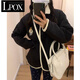 LPOX棉服女2025年冬季新款寬松百搭小個(gè)子棉襖撞色拼接翻領(lǐng)棉衣外套女 黑色 M 【100-115斤】
