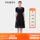 PORTS寶姿春季新品女裝簡約通勤領(lǐng)邊透紗短袖連衣裙ALP8K204RZE011 丈青 L