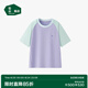 松山棉店小薄荷兒童長(zhǎng)袖短袖T恤春季男童女童中大童運(yùn)動(dòng)上衣 兒童-短袖-淺紫撞灰綠 170