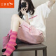 紅蜻蜓運(yùn)動套裝女2025夏季新款短袖短褲學(xué)生韓版寬松時尚休閑兩件套跑步 粉色兩件套 L 【建議100-115斤】