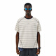 FPA復古條紋拼接短袖夏季休閑潮流潮牌寬松圓領(lǐng)運動(dòng)情侶裝半袖t恤男 杏色 L
