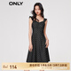 ONLY滿印A字顯瘦中長款吊帶牛仔連衣裙女|123242067 J19 黑牛仔BLACK DENIM M (165) 84A