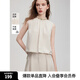 ELLE花紋釘珠設(shè)計(jì)感亞無袖小衫女2025夏季新款休閑優(yōu)雅時(shí)髦襯衫 卡其 M