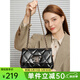 曼芙妮（MANFUNI）包包2025新款鎖扣頭層真皮單肩斜挎包今年流行菱格鏈條小方包女包 黑色 21*8*15CM