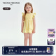 Teenie Weenie Kids小熊童裝25夏季新款女寶寶蕾絲純色飛袖連衣裙 黃色 100 cm