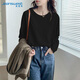 真維斯（Jeanswest）白色長(cháng)袖t恤女2026新款港風(fēng)春秋打底衫內搭可外穿小個(gè)子純棉上衣
