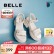 百麗（Belle）厚底增高涼鞋女2025夏季新款商場同款真皮質(zhì)感涼鞋D7Z2DBL5 米白 35 (225mm)