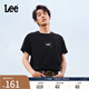 Lee25春夏新品標(biāo)準(zhǔn)版圓領(lǐng)方型印花Logo摩登中性男短袖T恤休閑潮流 黑色 L