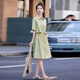 穆夏百合假兩件襯衫連衣裙女2025夏季新款女裝休閑高級感穿搭一整套小個(gè)子 果綠色 XL 126斤-145斤