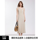 ELLE摩登修身氣質吊帶連衣裙女2025夏季新款顯瘦通勤別致小眾長裙 杏色 L