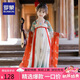 羅蒙兒童漢服春秋季女童唐裝中國風(fēng)女孩古裝畢業(yè)演出服 敦煌綠 130