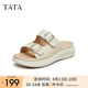 他她（TATA）休閑厚底拖鞋女鞋外穿軟底沙灘涼拖夏季新款YEU01BT4 米白 37
