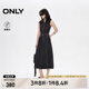 ONLY2025夏季新款翻領(lǐng)無袖露腰高腰中裙牛仔連衣裙女|125242002 J09深牛仔灰色 L