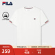 FILA 斐樂(lè)官方男子針織短袖衫2025夏新款時(shí)尚休閑簡(jiǎn)約基礎(chǔ)圓領(lǐng)T恤 云白-WT L 175/96A/L