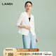 藍地（LANDI）[禪意光澤]LANDI優(yōu)雅氣質(zhì)修身短款小西裝外套女五分袖夏新品 純白色 S