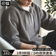 馬登工裝 美式休閑菠蘿紋針織衫半拉鏈連帽加厚保暖毛衣男春季 灰色 S