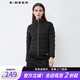 sdeer圣迪奧2021冬季直筒型常規(guī)款OL女裝休閑高領撞色字母拼接短款羽絨服S21482449 黑色/91 S 160