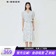 S.DEER圣迪奧女裝夏季甜美田園風西裝領碎花連衣裙套裝S24261404 淺灰/57 L 170