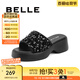 百麗（Belle）厚底拖鞋女商場(chǎng)同款時(shí)尚亮片休閑拖鞋B3U1DBT4 黑色 38 (240mm)