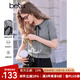 百圖betu女裝2025春夏新款毛針織衫蝴蝶結(jié)綁帶短袖針織衫女2502T06 灰色 S