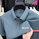 BOSS夏季新款男士短袖T恤純棉翻領(lǐng)polo.衫商務(wù)休閑半袖上衣潮 霧藍(lán) -高品質(zhì) XL 175/