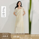 茵曼（INMAN）萊賽爾度假方領(lǐng)連衣裙2025夏季女裝新品短袖寬松a字中長裙 田園杏 L