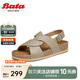 Bata勃肯涼鞋女2024夏季英倫牛皮厚底涼鞋AYR13BL4 啡色 37
