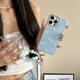 素洛適用蘋(píng)果16promax手機殼創(chuàng  )意小眾蝴蝶結iPhone15Pro新款少女心網(wǎng)紅ins14閃鉆大孔帶手鏈13硅膠防摔 藍色蝴蝶結+鏈條 iPhone 16 Pro