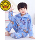 G.DUCKKIDS兒童睡衣法蘭絨秋冬1-12歲寶寶中大童珊瑚絨厚套裝男童女孩家居服 小藍恐龍 160 cm 24碼150-160cm10-12歲