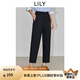 LILY2025春新款簡約百搭休閑通勤直筒褲鐮刀彎刀褲九分褲女長褲 510黑 XL
