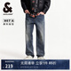 杰克·瓊斯（JACK&JONES）復古水洗貓須長褲男士百搭潮流時尚酷帥寬松牛仔褲男裝