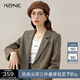 KBNE2024新款休閑咖啡色長袖西裝外套女時尚洋氣時髦直筒寬松春秋 咖啡色（苔蘚綠） S