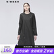 sdeer女裝休閑圓領解構分割不規(guī)則擺長袖連衣裙S19181224 黑色/91 S/160