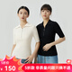 哥弟真的好（GIRDEAR）女裝拉鏈翻領(lǐng)短袖豎坑條針織衫女A301239 黑 S (2碼)