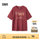Semir[商場(chǎng)同款]史努比系列短袖T恤女中長(zhǎng)款印花2024新款純棉秋裝 酒紅60957 170/92A/XL