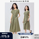 佐丹奴裙子女夏季純棉府綢壓褶圓領(lǐng)綁帶連袖連衣裙女05465327
