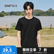 三福2025夏季新款短袖t恤男女圓領(lǐng)純色上衣情侶款白色休閑打底衫 圓領(lǐng)-黑色 XL