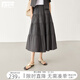 對白【100棉蛋糕裙】鏤空刺繡拼接半身裙女2025夏新款松緊腰a字裙 高級灰 M
