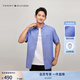 TOMMY HILFIGER【百搭純色】夏季男純棉商務(wù)休閑中性簡約短袖襯衫外套J1737 天空藍(lán)C66 M (推薦：135-150斤)