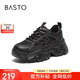 百思圖時(shí)尚戶外運(yùn)動(dòng)老爹鞋厚底女休閑鞋B3151BM4 黑色 37