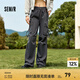 森馬（Semir）休閑褲女抓毛做舊工裝褲美式復(fù)古風(fēng)冬季松緊腰闊腿褲潮酷街頭 深灰20901 S 155/62A