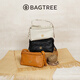 BAGTREE【明星同款】包包樹奶盒包植鞣皮新輕奢單肩斜挎Hobo女包七夕禮物 檀黑色-小號【雙磁吸款】 高級小眾