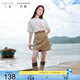 三彩大碼女裝2025夏季新款全棉中腰牛仔短裙半身裙A字顯瘦甜酷胖MM