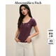 ABERCROMBIE & FITCH女裝25夏新款美式復古經(jīng)典小麋鹿亨利領修身短袖T恤KI139-5704 紫紅色 S (165/92A)