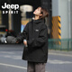 JEEPSPIRIT 雙面穿外套男女春季2025新款戶外防風(fēng)連帽夾克 黑色 【兩面穿】 常規(guī) 2XL (170-185斤)
