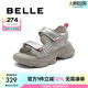 百麗（Belle）銀色老爹運動涼拖鞋女商場款厚底涼鞋B6M1DBL4 銀色 37 (235mm)