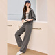 白鹿語(yǔ)連帽開(kāi)衫休閑褲2件套25秋季新款簡(jiǎn)約舒適休閑套裝女 灰色 S